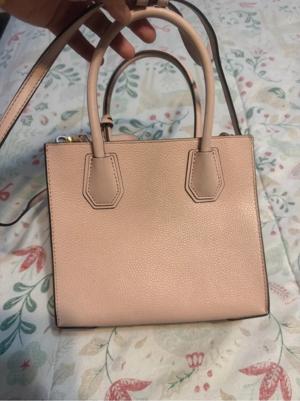 MICHAEL KORS Pebbled Leather Mini Tote in Blush